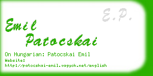 emil patocskai business card